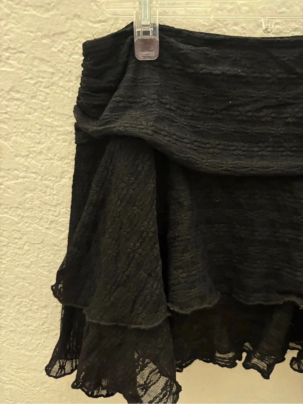 HYFVE Black Lace Tiered Skater Skirt
